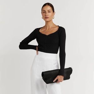 DISSH Janie Black Sweetheart Knit Sculpt Top XS